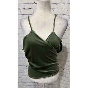 NWT Cider Green Cross Over Wrap Velvet Adjustable StrapTop Size 1X